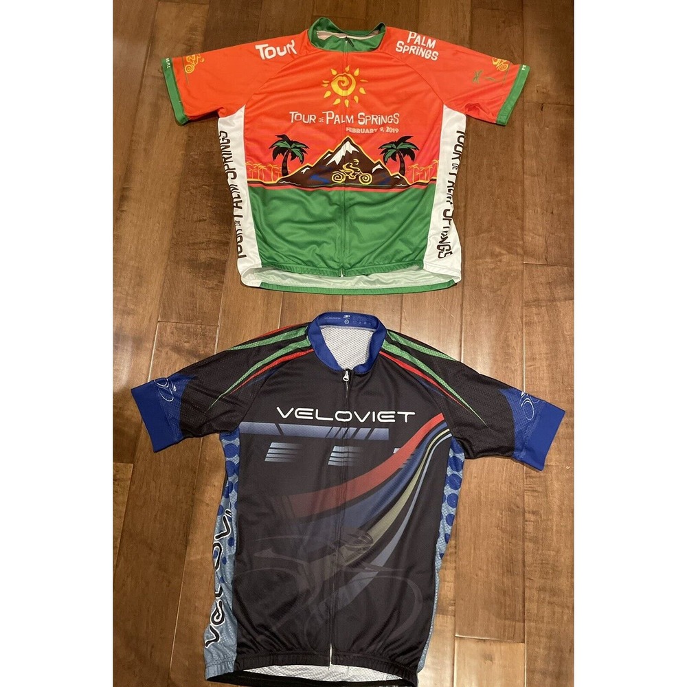 Lot of 2 Short Sleeve Zip up Shirt Cycling Bicycle Jerseys XL